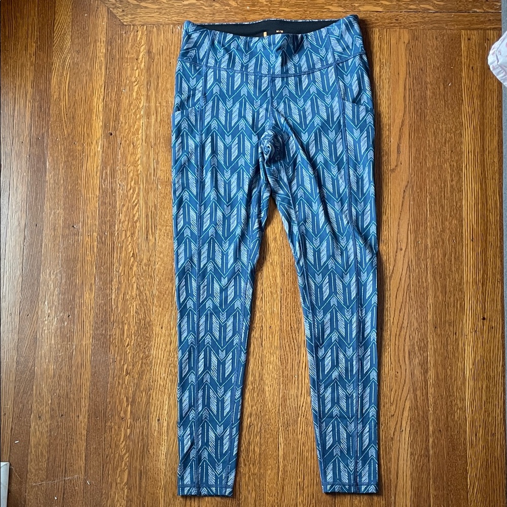 Lucy Blue Patterned pocketed Leggings